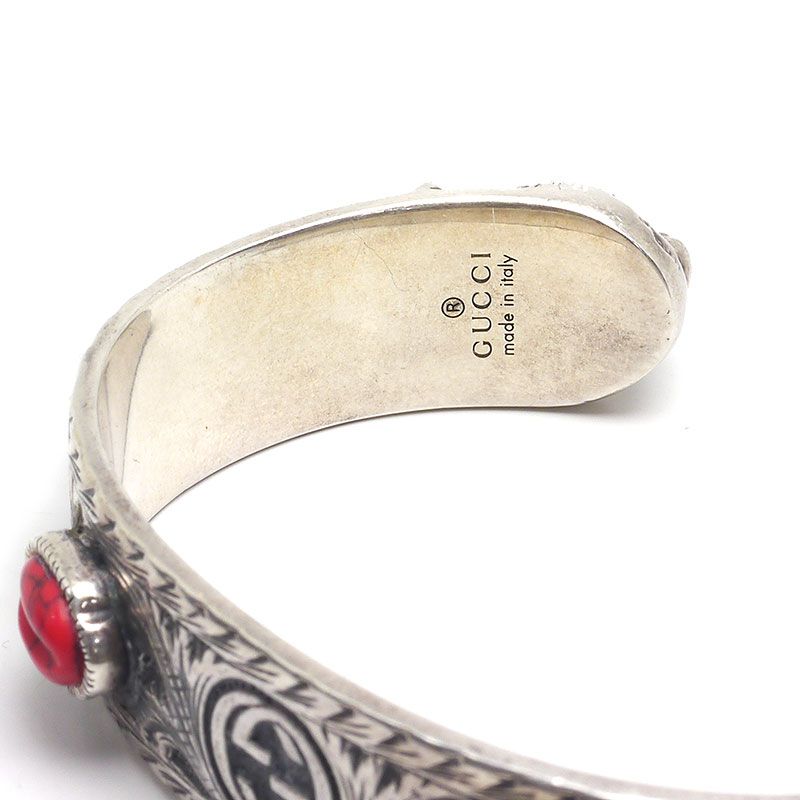 Gucci Cat Head Bangle Size 16 Ag925 Silver Bangle