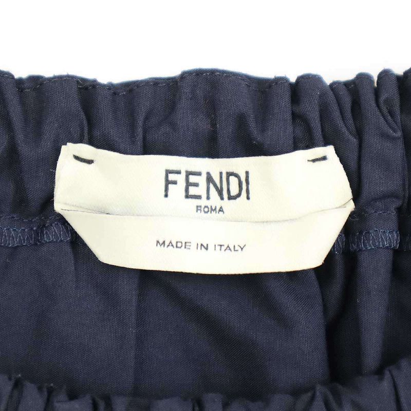 Fendi Asymmetrical Poplin Ribbon Dress Fd9648 A0my Navy 36