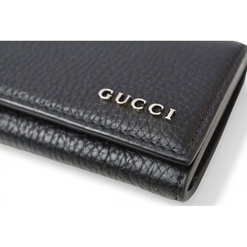 Gucci Card Case Business Holder Coin Leather Logo Black Silver Aabxm — view 2