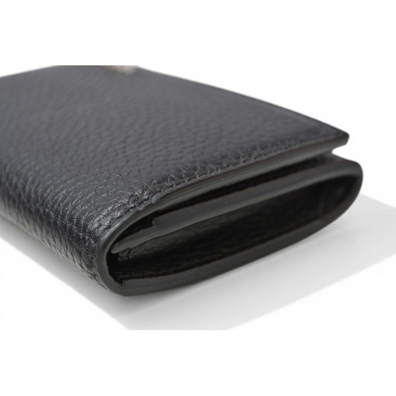 Gucci Card Case Business Holder Coin Leather Logo Black Silver Aabxm — view 4