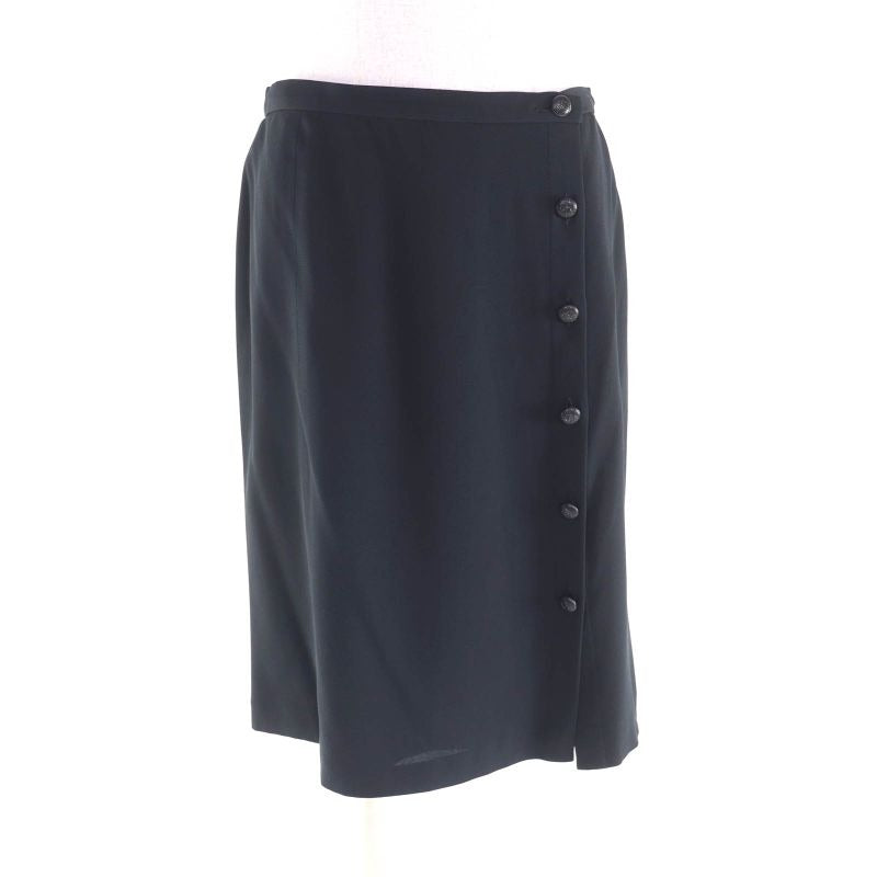 Chanel 05 P Knee-length Silk Skirt With Coco Mark Buttons Wrap