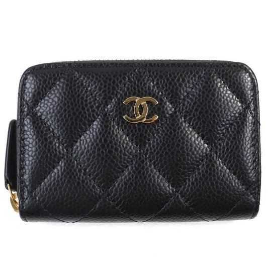 Chanel Classic Coin Purse Caviar Leather Coco Mark Zip Case