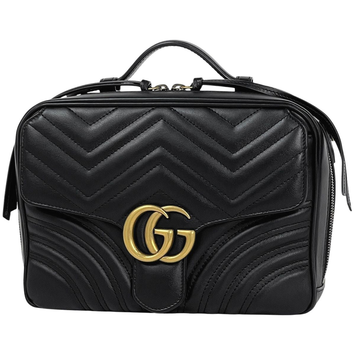 Gucci GG Marmont 2-Way Shoulder Bag Double Leather Black