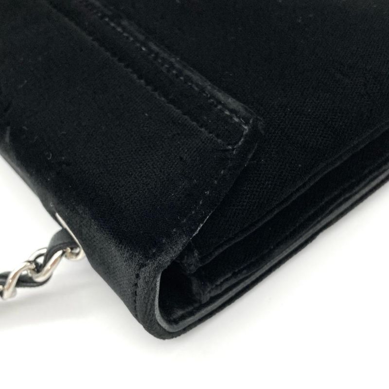 Chanel Camellia No5 Clover Shoulder Bag Velvet Black Coco Mark Chain Shoulder