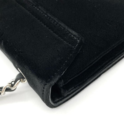 Chanel Camellia No5 Clover Shoulder Bag Velvet Black Coco Mark Chain Shoulder