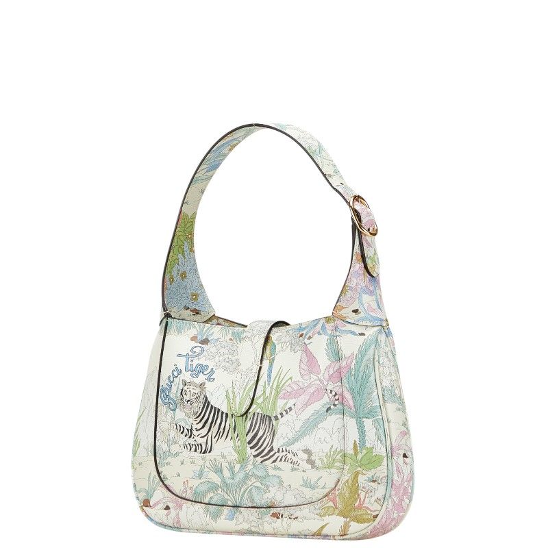Gucci Taiga Botanical Jackie 1961 Handbag Shoulder Bag 2WAY 636709 White