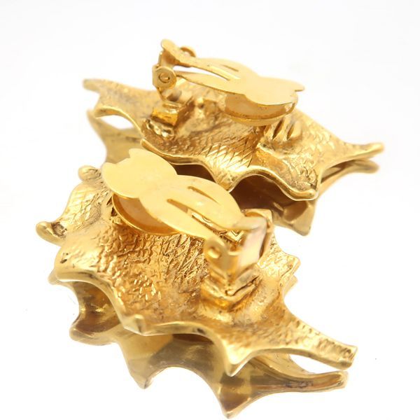 Yves Saint Laurent Earring GP Leaf Motif Vintage YSL Yves Saint Laurent