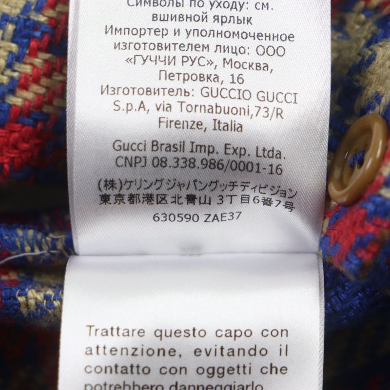 Gucci 20SS 630590 Linen Cotton Checked Embroidered Button Fly Tweed Shorts