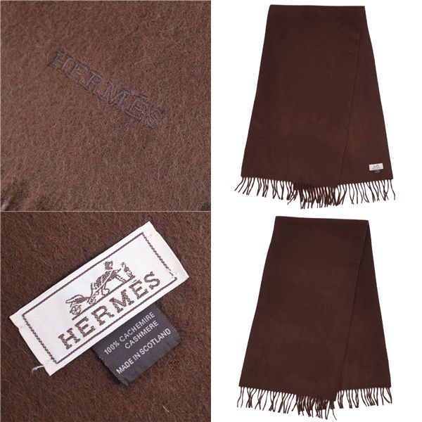Hermes Scarf Shawl Cashmere Fringe Men's S