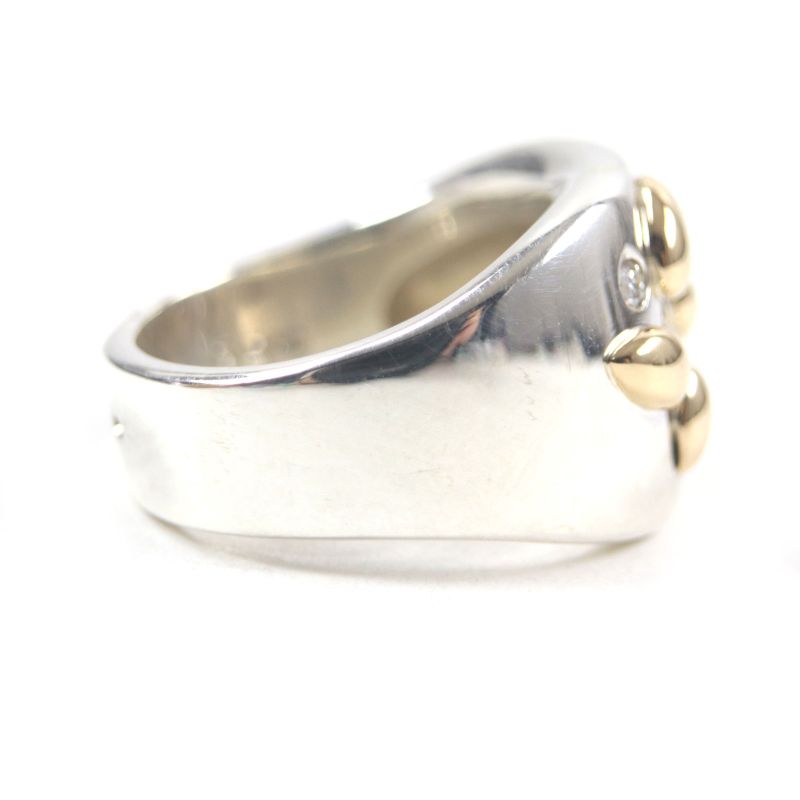  Hermes Vintage Gaucho Ring 925 750 7P Diamond Ring Silver 52 Size Equivalent