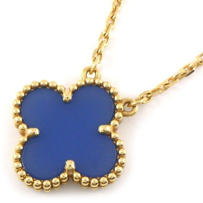Van Cleef & Arpels Necklace Vintage Alhambra Vcarp9 Sy00 Blue Agate 18K Yellow