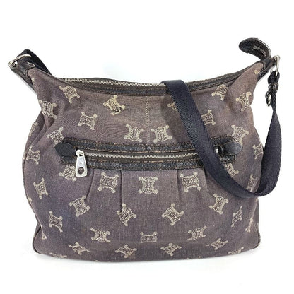 Celine Shoulder Bag Macadam Logo Denim Navy
