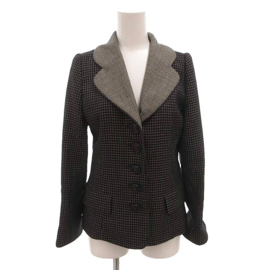 Dior Tailored Jacket Black Leather Check Silk Blend 7