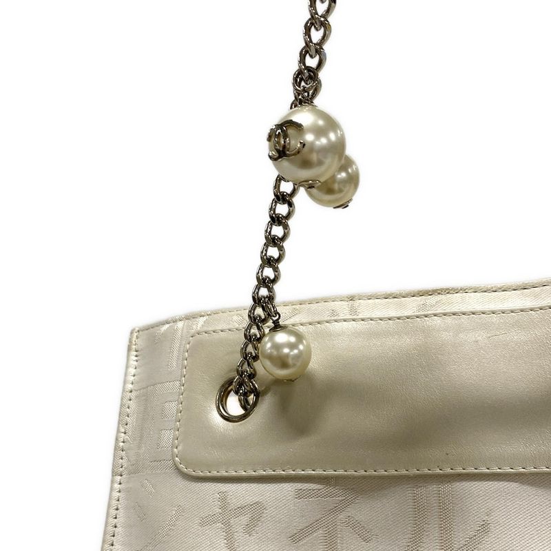 Chanel Tote Bag Ephemera Line White×silver Leather
