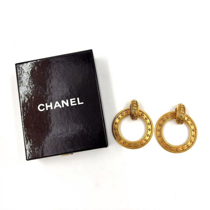 Chanel Logo Circle GP Gold Earrings Gold
