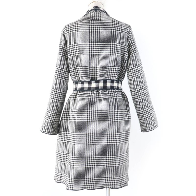 Emporio Armani Emporio Almaani Black Tag Wool Staggered Pattern Belted Coat