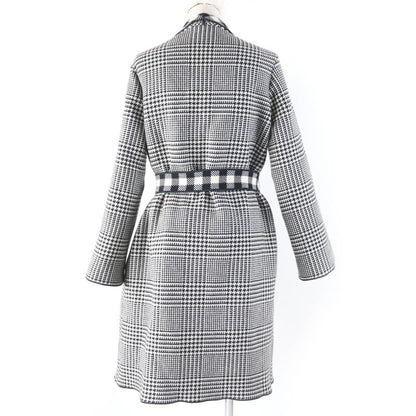 Emporio Armani Emporio Almaani Black Tag Wool Staggered Pattern Belted Coat