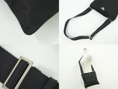 Authentic Prada Nylon Shoulder Bag Pochette Black Bag Pre-owned [follow-up