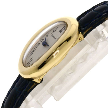 Cartier W1510956 Mini Baignoire Watch 18K Yellow Gold Leather Ladies
