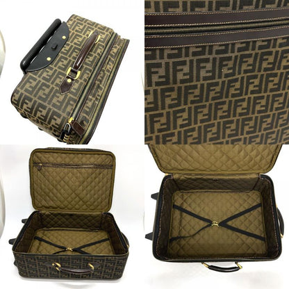 Fendi Carry-on Luggage Bag Zucca Pattern Canvas Brown Travel Bag Suitcase
