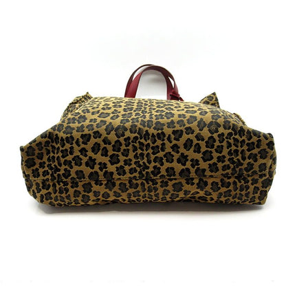 Fendi Leopard Handbag 8bh173 Canvas Ladies Handbag Brown Excellent Condition