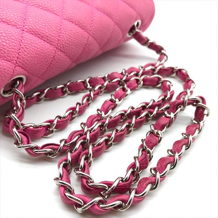 Chanel CC Logo Turnlock Soft Caviar Leather Mini Quilted Chain Shoulder Bag Pink