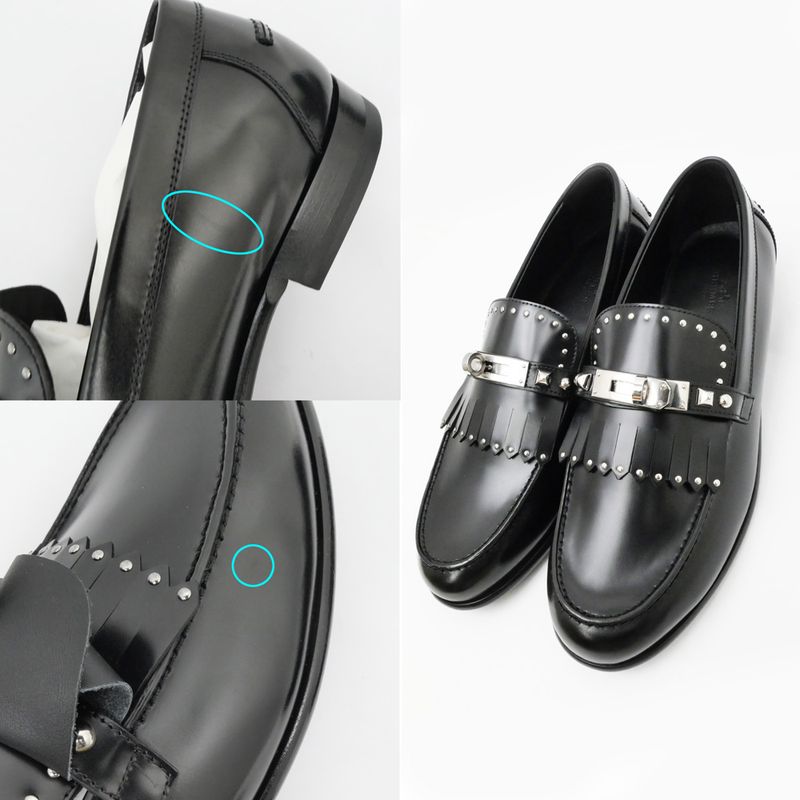 Hermes D'estaing Moccasins Loafers H242095z Size 38 1 2 Black Studs