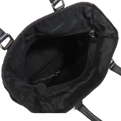 Chanel Paris New York Line Tote Bag Black Silver Nylon Leather — view 4