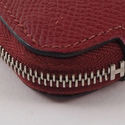 Hermes Azap Silk-in Vaux-epson And Silk Rouge Red X Unisex Long Wallet