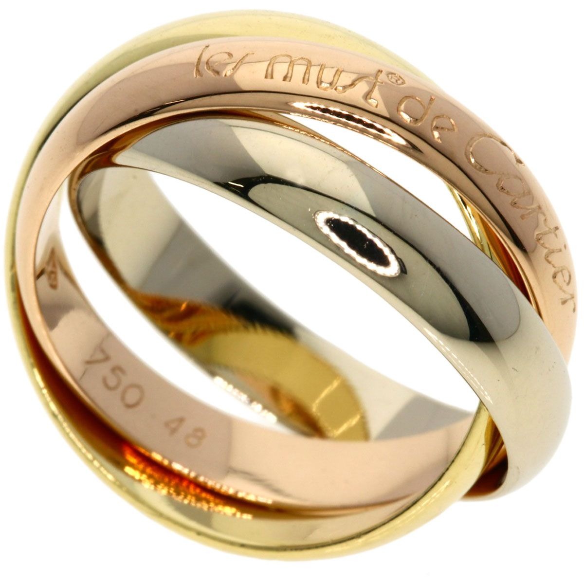 Cartier Trinity 48 Ring 18K Yellow Gold White Pink