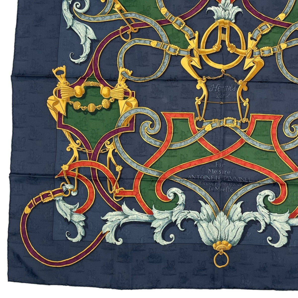 Hermes Scarf Silk Carre 90 L'instrvction du Roy Imperial Studies Navy — view 4