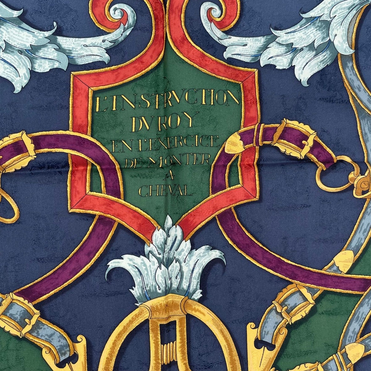 Hermes Scarf Silk Carre 90 L'instrvction du Roy Imperial Studies Navy — view 6