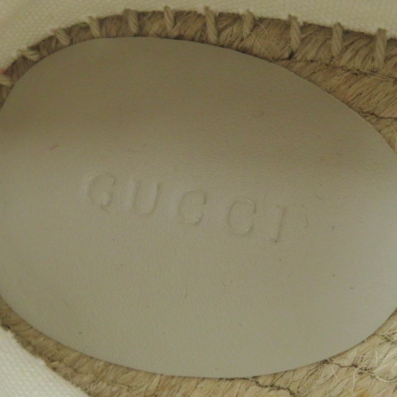 Gucci 466902 GG Canvas Leather Espadrilles Slip-ons Light Beige 37.5 With Box