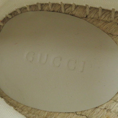 Gucci 466902 GG Canvas Leather Espadrilles Slip-ons Light Beige 37.5 With Box