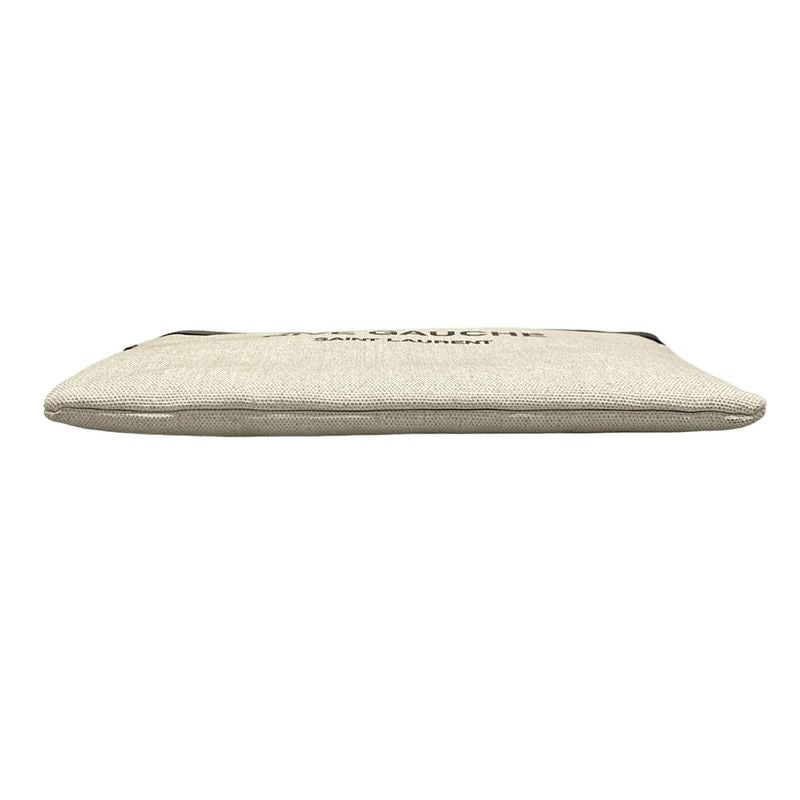 Saint Laurent Paris Clutch Bag Pouch Rive Gauche 581369 White X Black Leather