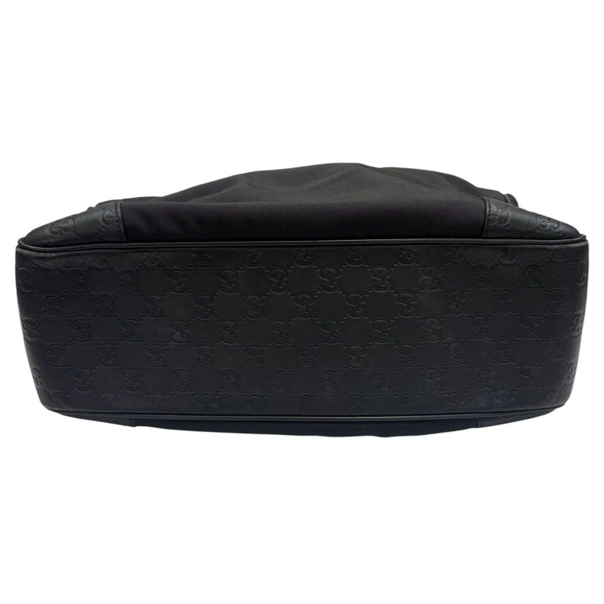 Gucci GG Embossed Black Silver Nylon Leather Shoulder Bag — view 4
