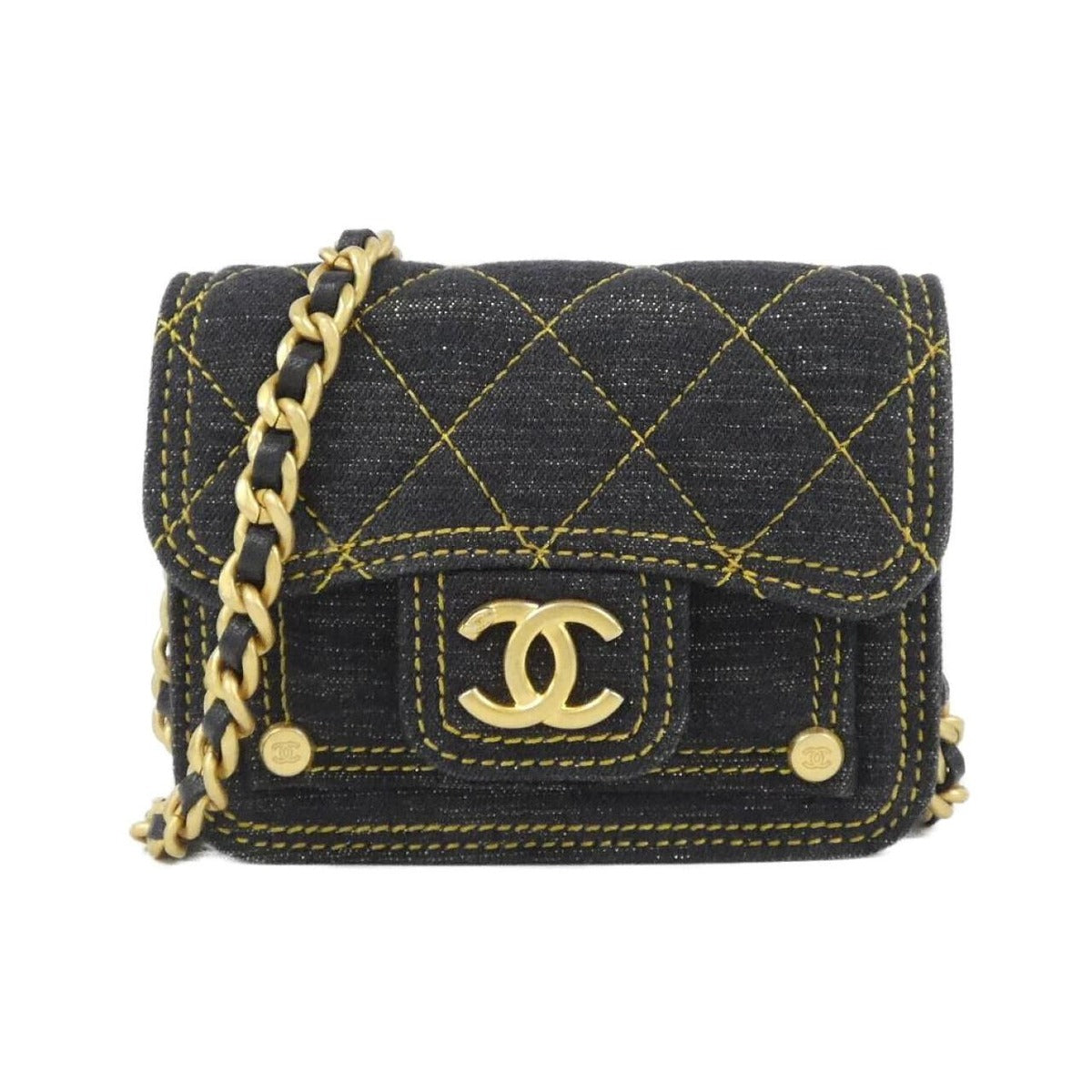 Chanel Chain Clutch Denim Black Mat