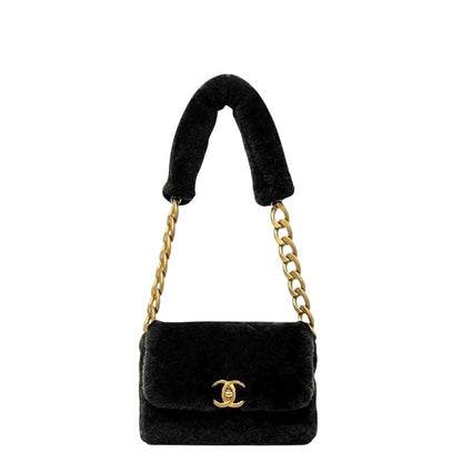 Chanel One Shoulder Bag Black Quilted 30