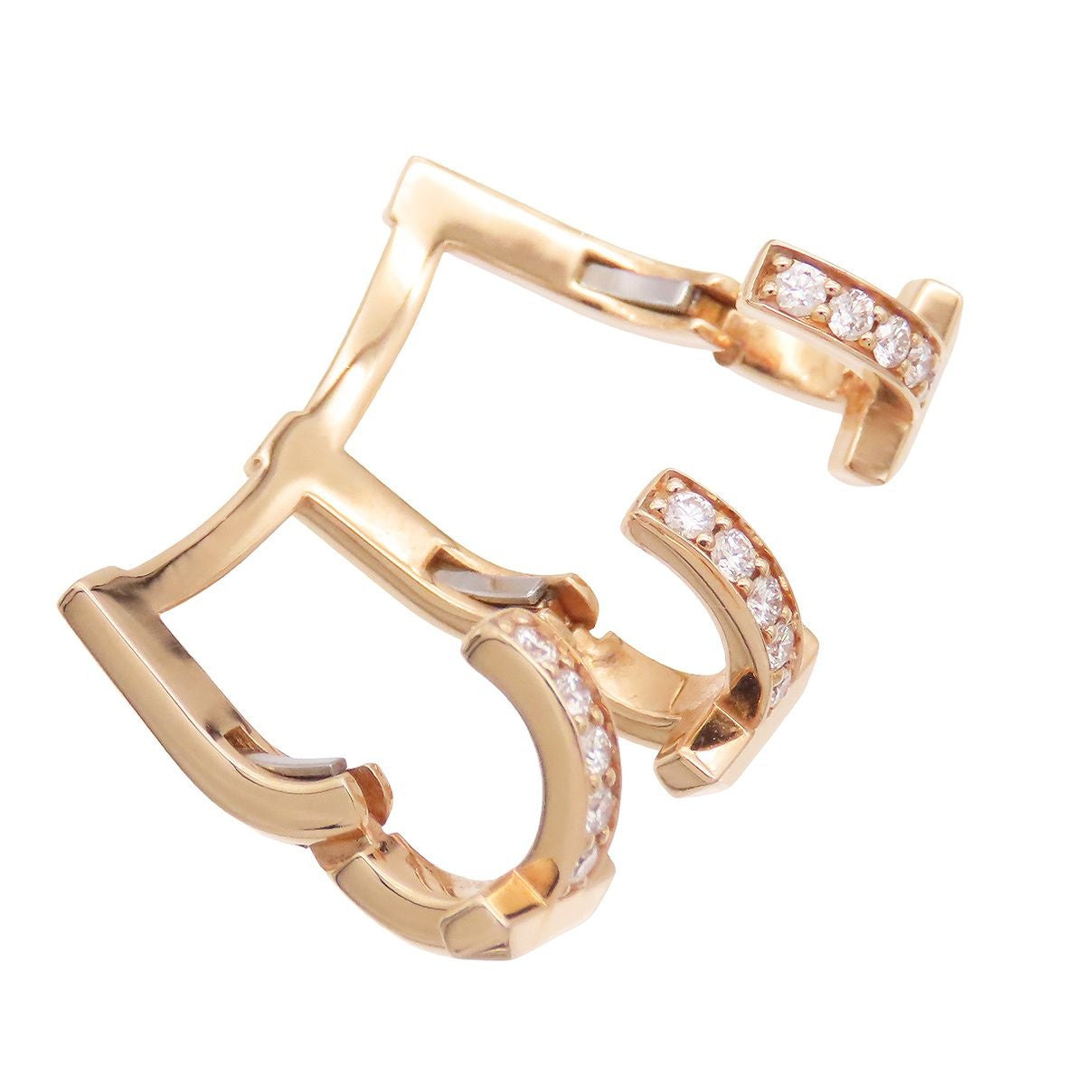 Tiffany & Co T Cuff Pink Gold 18k Diamond D Earrings — view 3