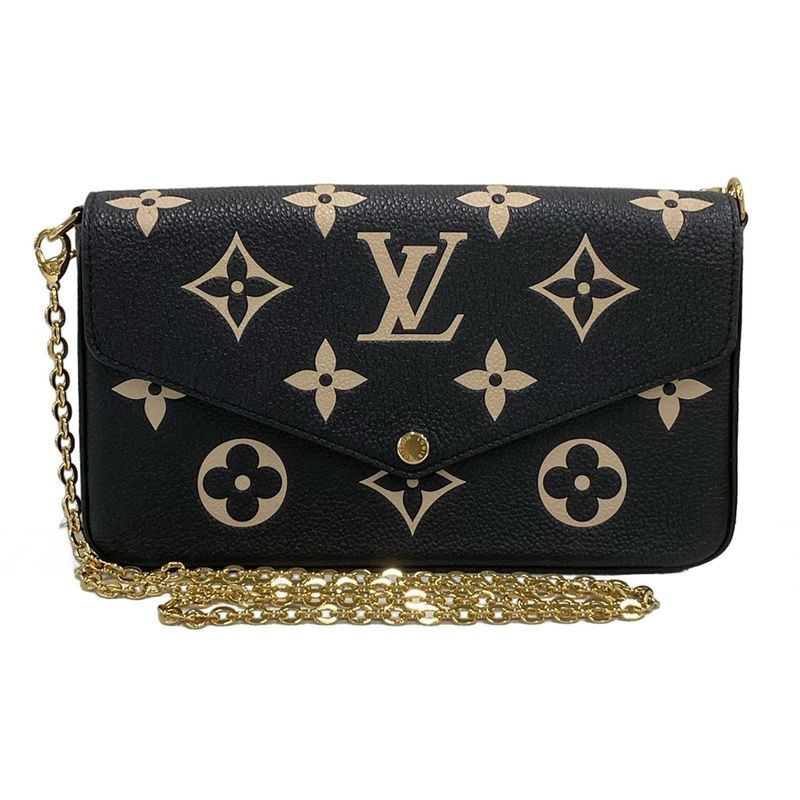 Louis Vuitton Wallet Bicolor Monogram Empreinte Pochette Felicie M80482 Black