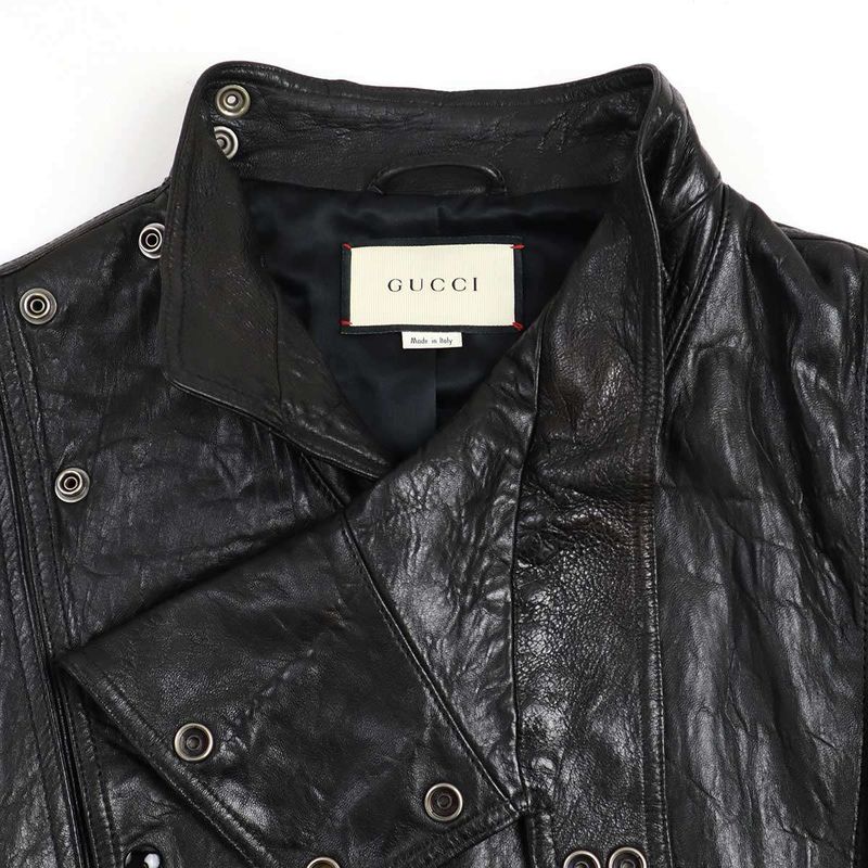 Gucci 19aw Oversize D Leather Jacket 582557 Xn681 Black 48