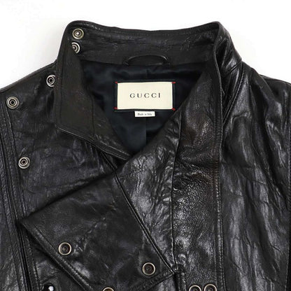 Gucci 19aw Oversize D Leather Jacket 582557 Xn681 Black 48