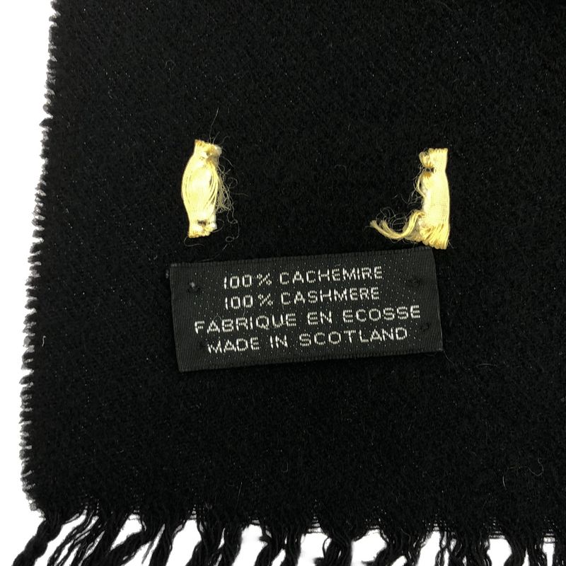 Hermes Cashmere Fringe Scarf Black