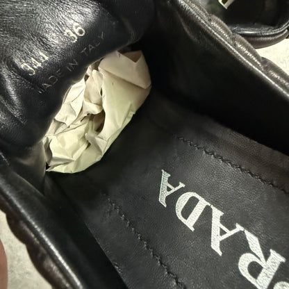 Prada Quilted Leather Logo Sneakers 36 Women's Black Silver 23cm (9.06in)