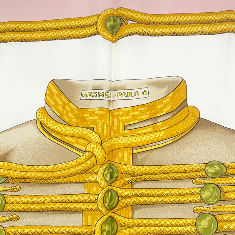 Hermes Carre 90 Brandebourgs Brandenburg Decor Scarf Silk Pink