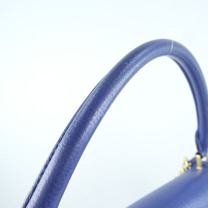 Celine Trapeze 2WAY Shoulder Calf Blue Women's Handbag
