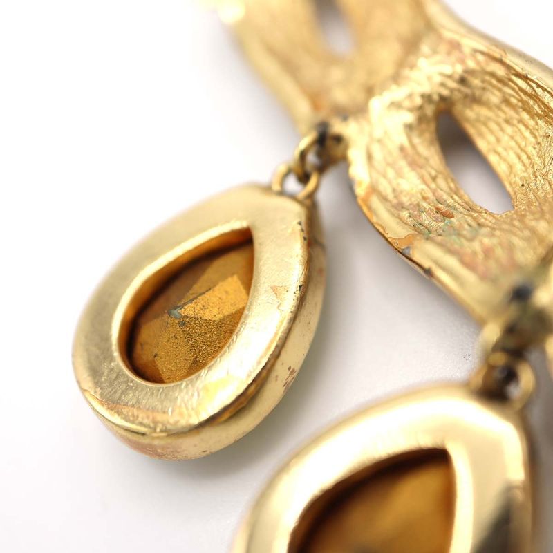 Christian DIOR Necklace Black Stone Rhinestone Gold Color Accessories Women