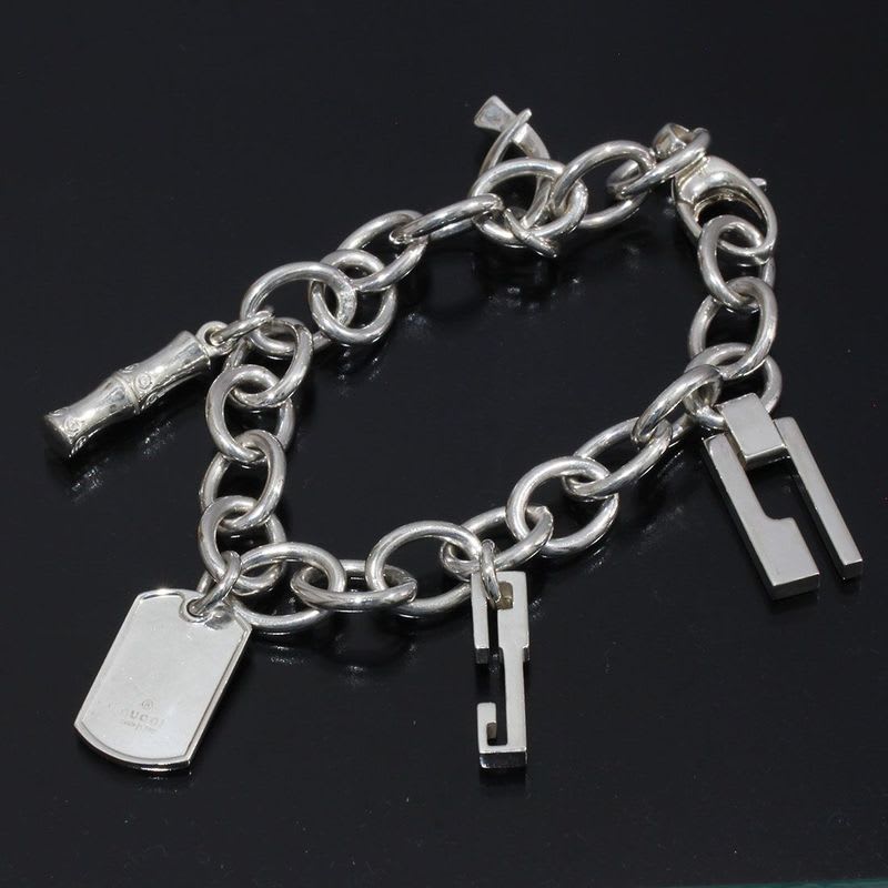 Gucci Multi Logo Motif Bracelet SV 925 Box B9856