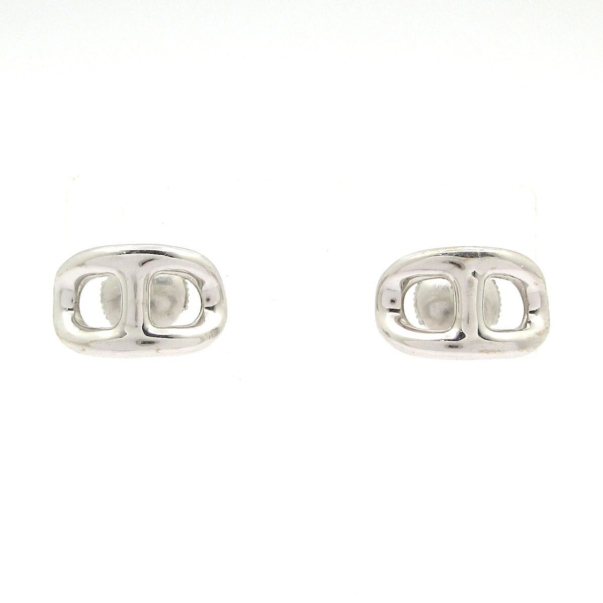 Hermes Earrings Chaine D'ancre Silver 18k White Gold