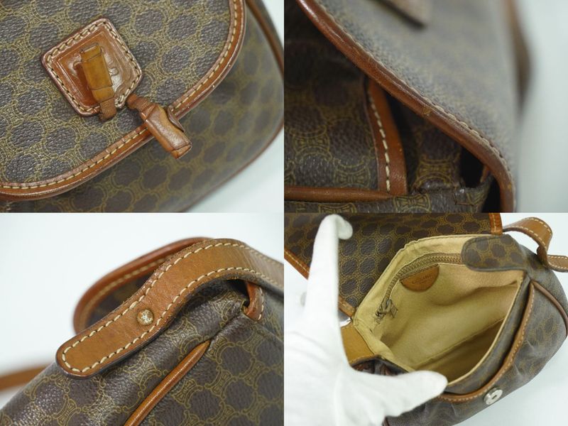 Authentic Celine Macadam Shoulder Bag Pochette PVC Brown Macadam Bag Pre-owned